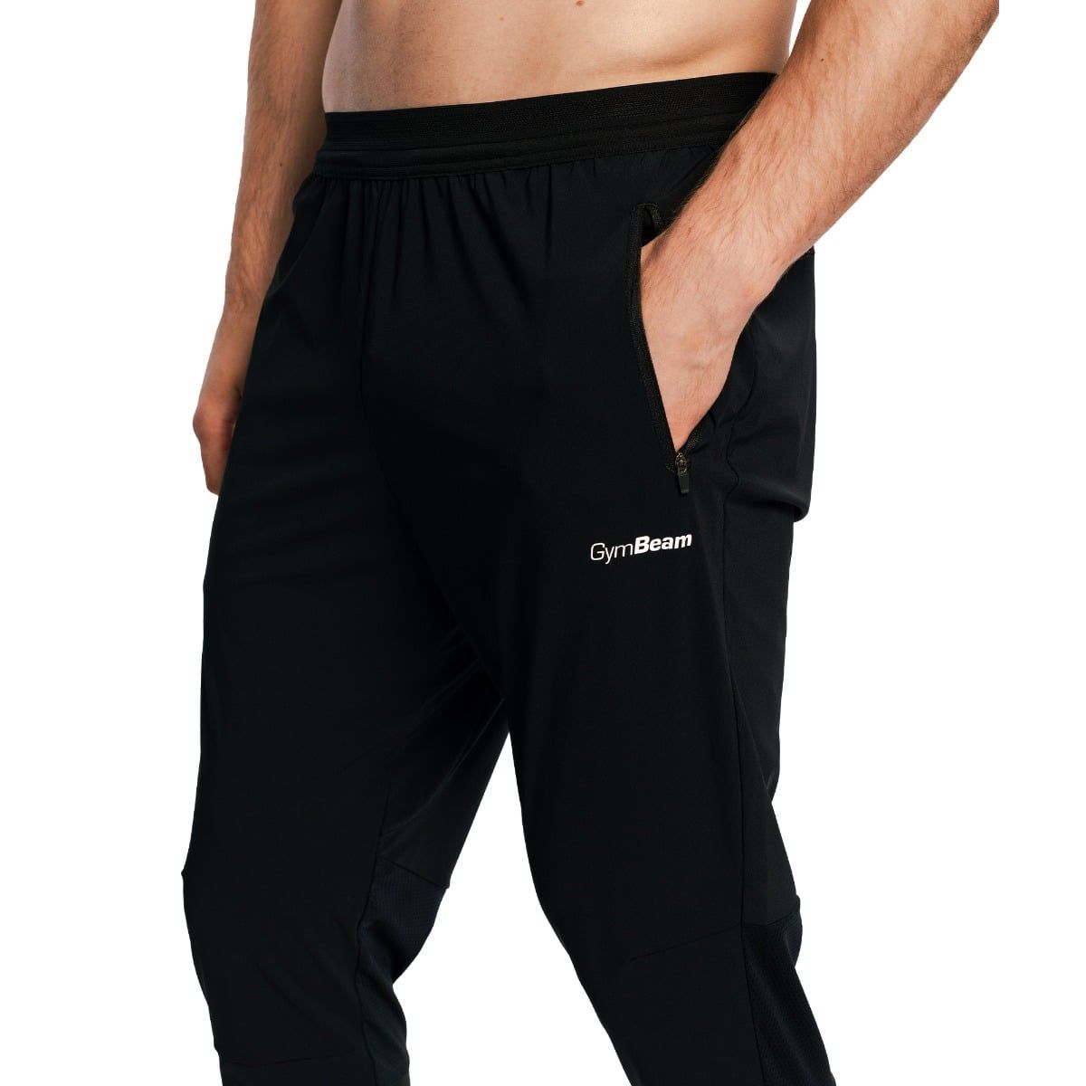 GymBeam Hose Herren slim mit Gummizug und Reißverschlusstaschen Pulse X Running schwarz