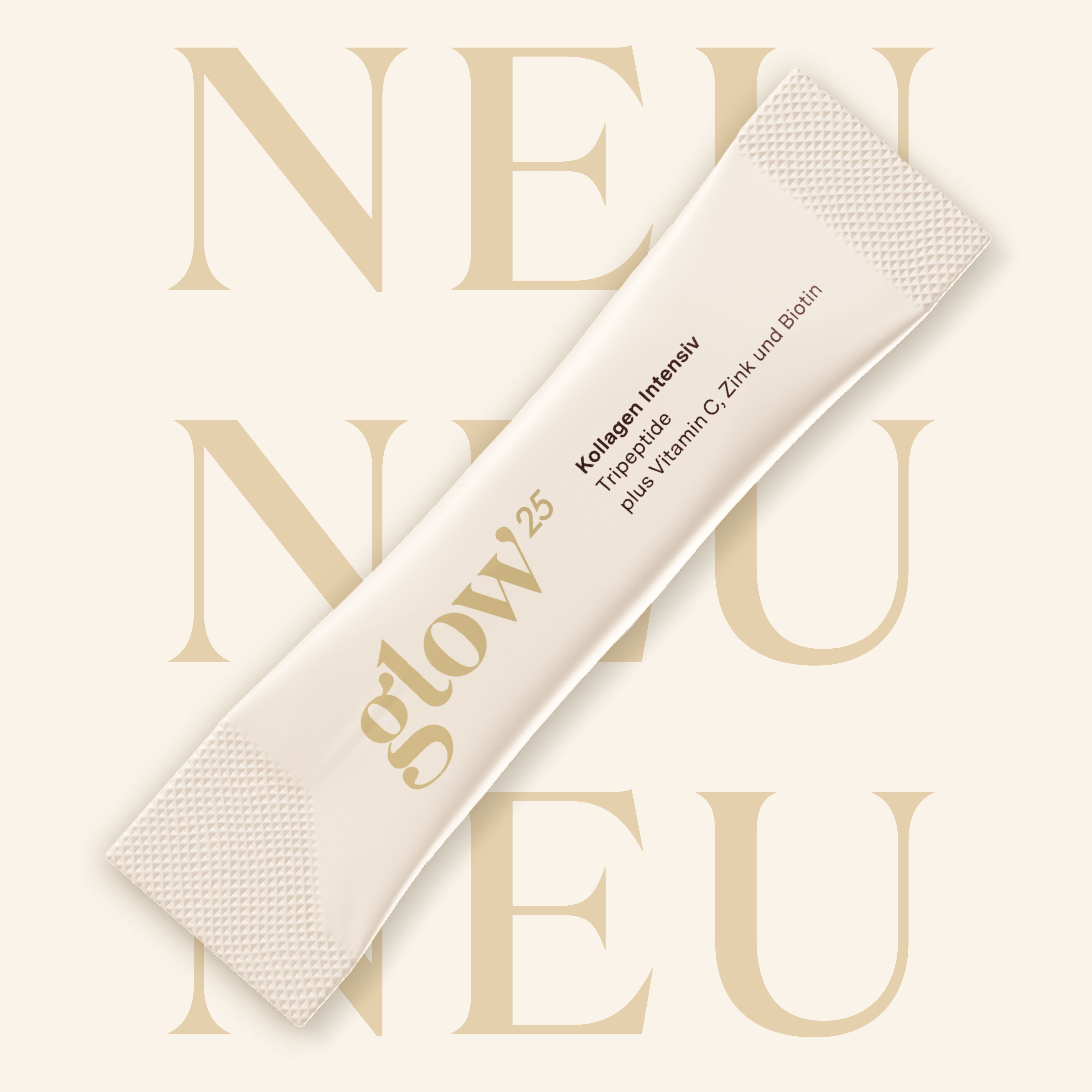 Glow25® Kollagen Intensiv [30 Sticks] – mit Tripeptiden, Vitamin C, Zink und Biotin