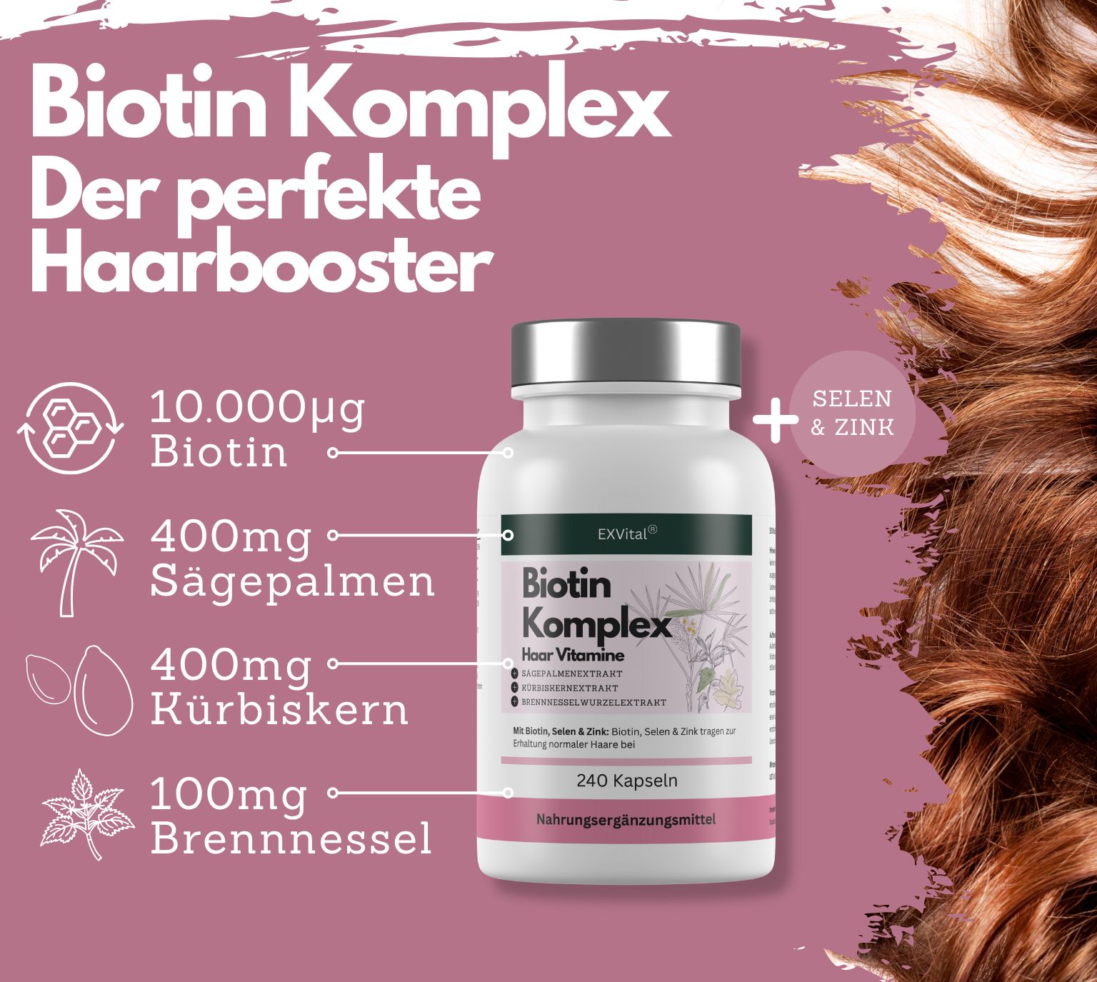 EXVital® Biotin Komplex Kapseln, hochdosiert 10.000µg Biotin pro Tag