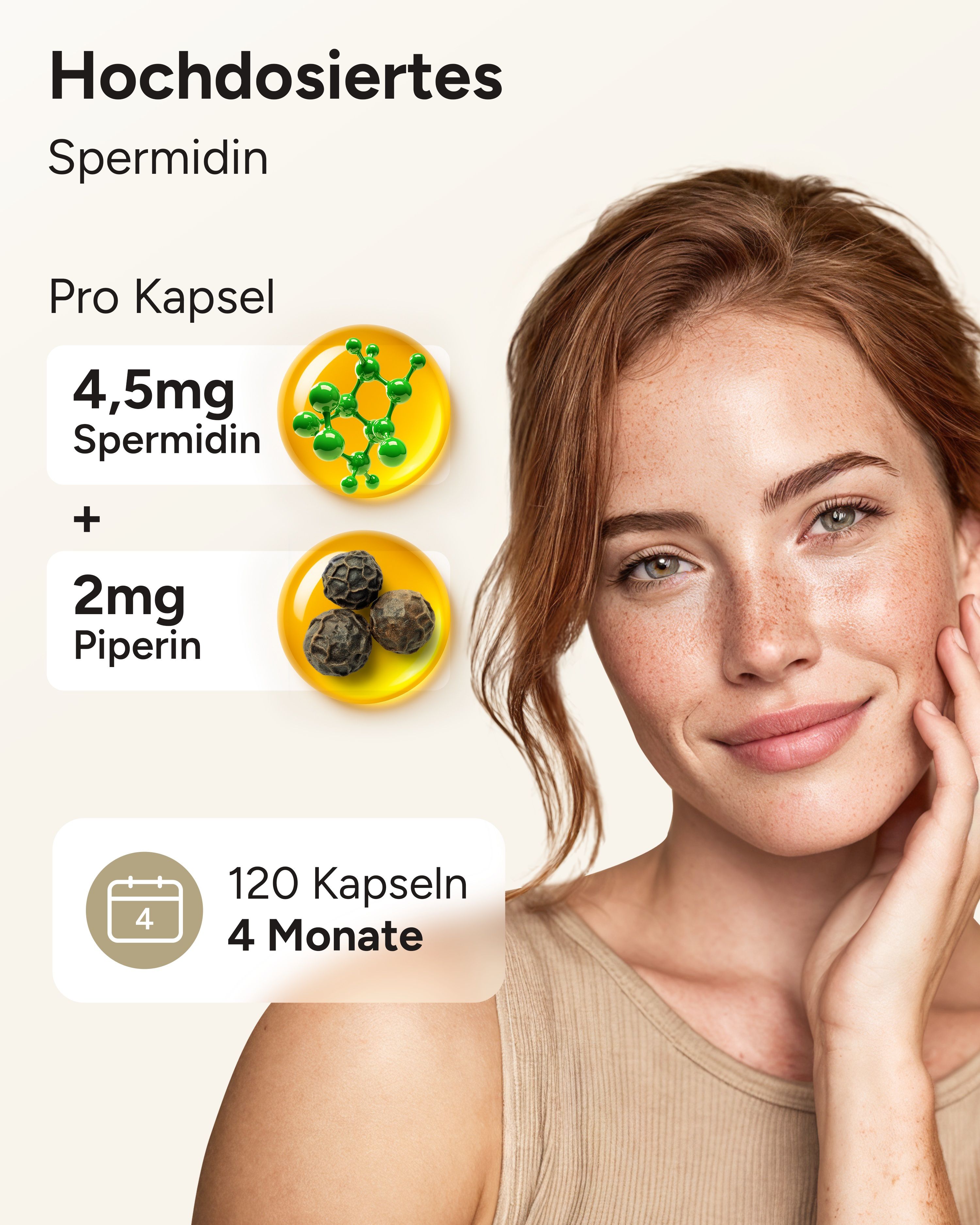plantomol® Spermidin PLUS - Spermidin Kapseln mit 4,5mg Spermidine pro Kapsel - aus Chlorella