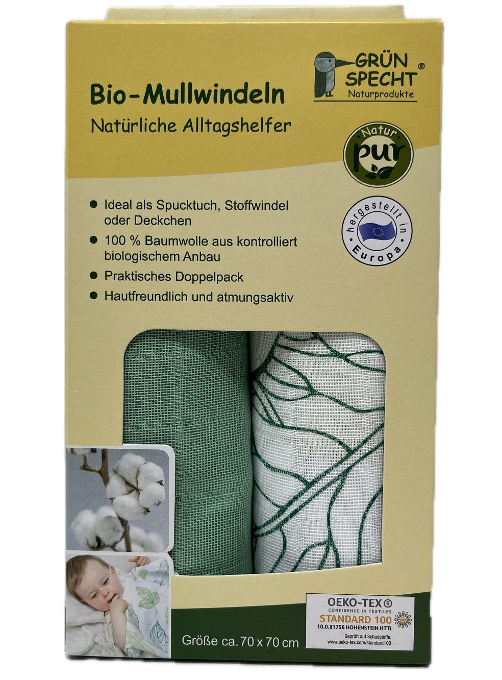 Grünspecht Bio Mullwindeln "Blätter"