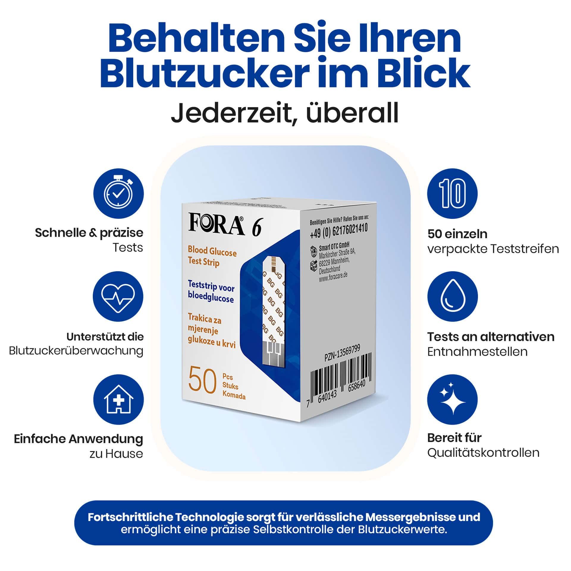 FORA 6 Blutzucker-Teststreifen: Schnelle Tests, Unterstützung der Überwachung, einfache Anwendung.