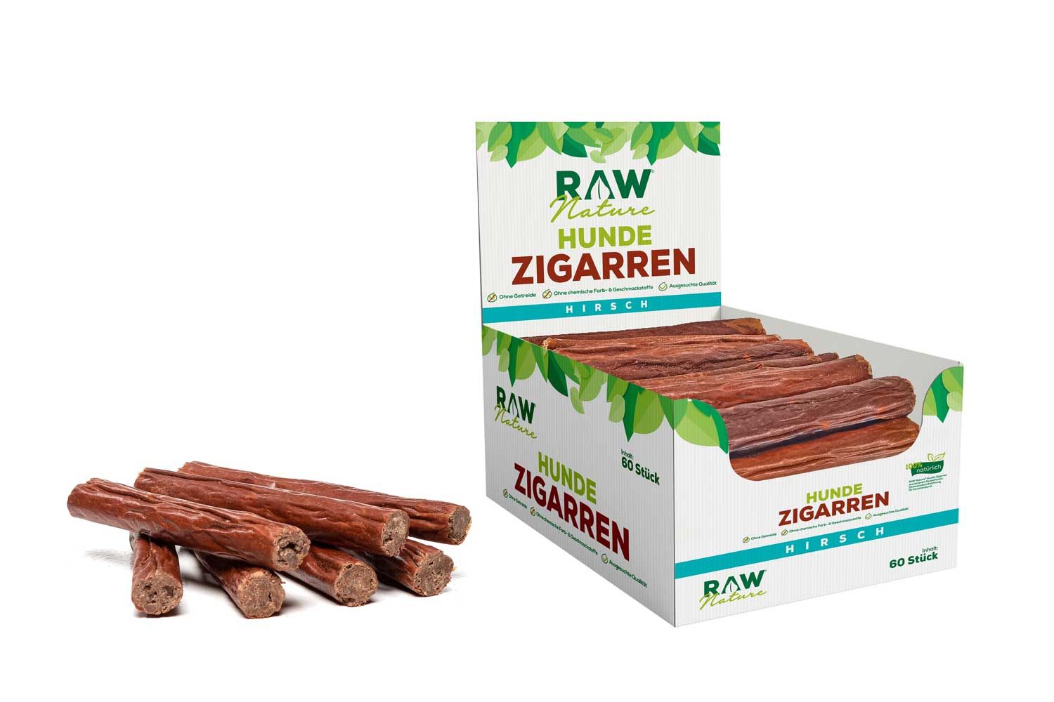 RAW Nature Hundesnack, Hirsch Hunde-Zigarren, Dörrfleisch Kausnack
