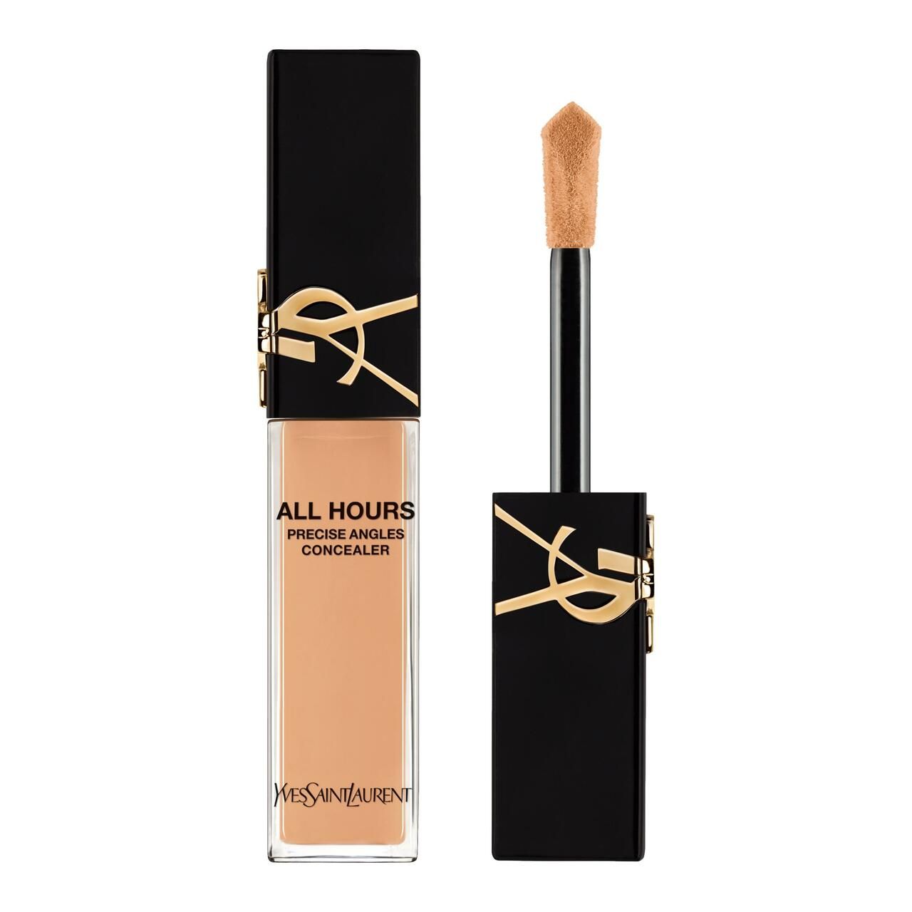 Yves Saint Laurent All Hours Precise Angles Concealer. Schwarze Verpackung mit goldenem Logo und Applikator.