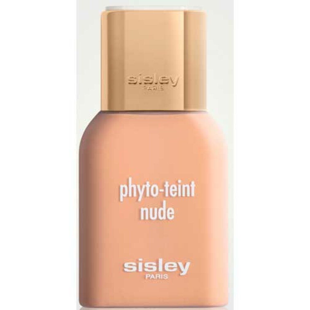 Beige Flasche mit goldfarbenem Deckel. Aufschrift: phyto-teint nude, Sisley Paris.