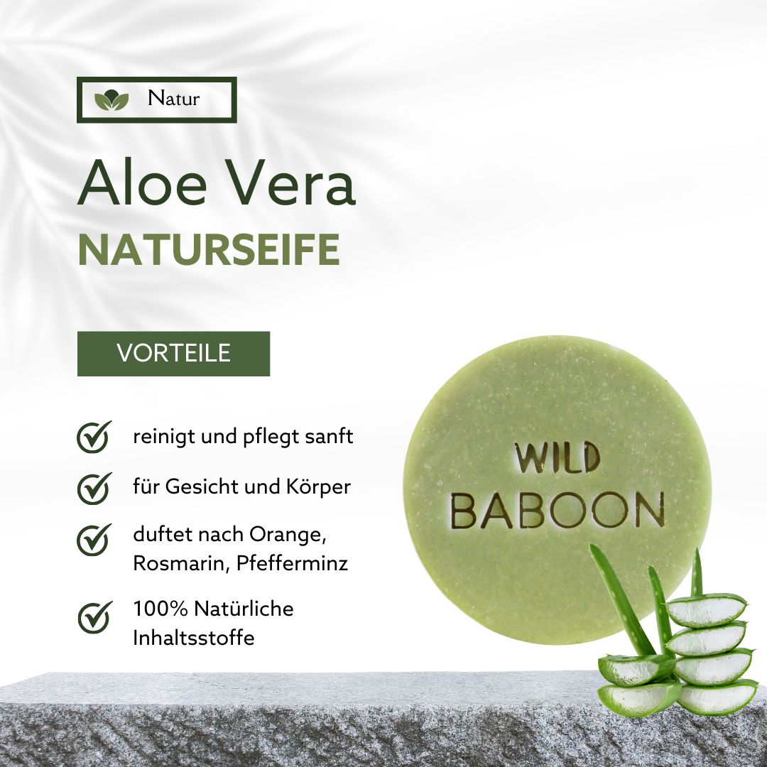 Wild Baboon Duschseife 'Pachamama' mit Aloe Vera 60 g Seife