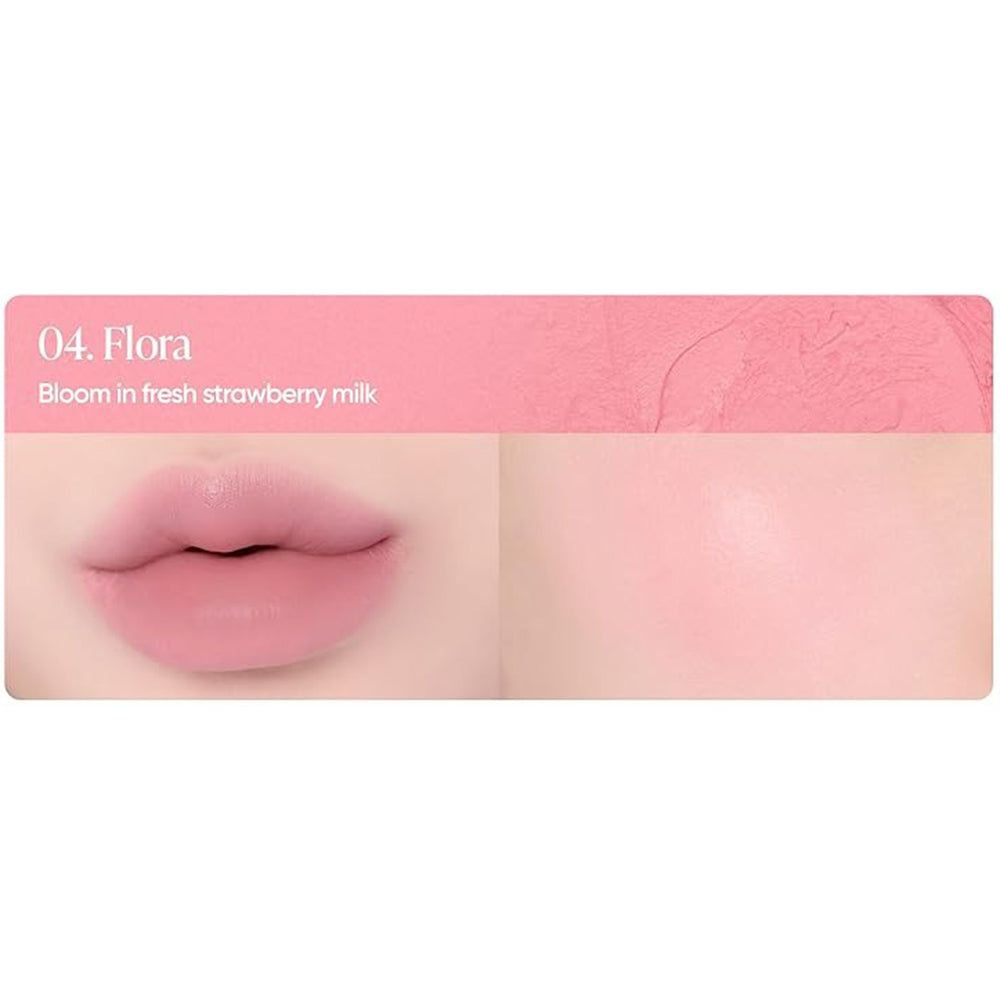 Lippen und Wange in zartem Rosa. Farbton 04 Flora.