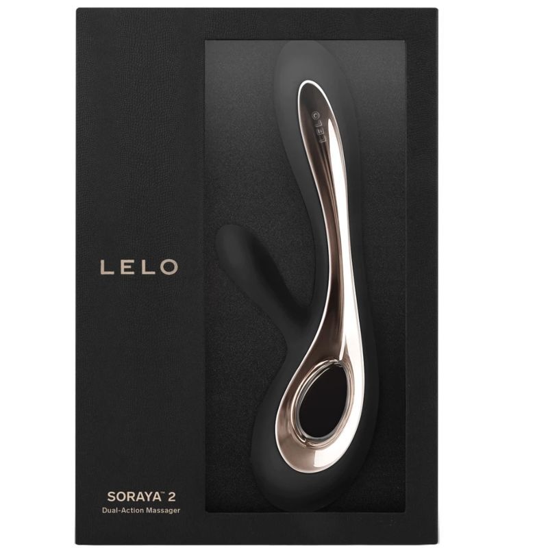 Schwarze Verpackung mit LELO-Logo und Produkt. Vibrator in Sichtfenster.