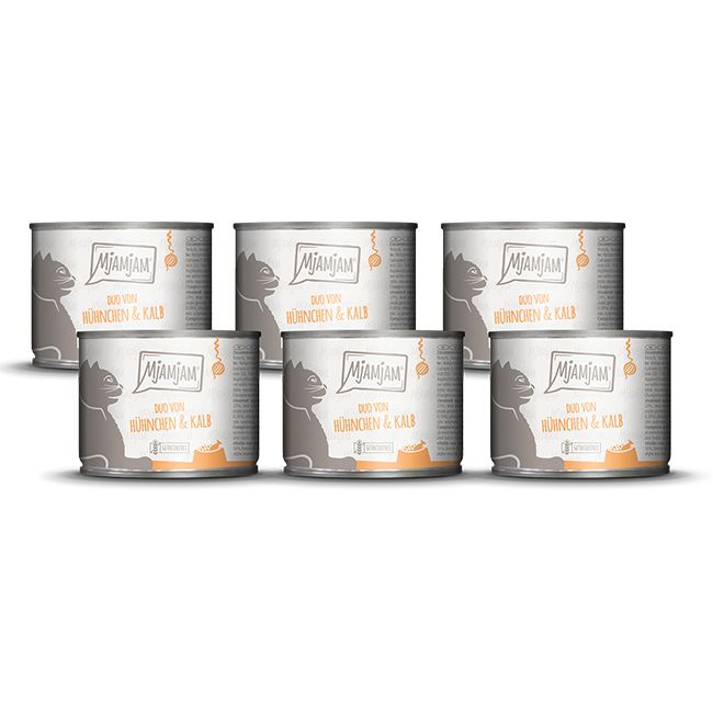 MjAMjAM - DUO von zartem Hühnchen & Kalb an gedämpftem Kürbis 6x200 g Futter