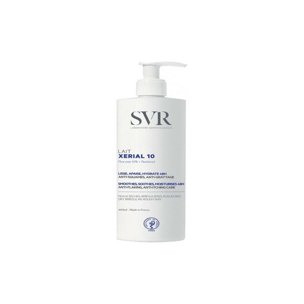 Weiße Flasche mit Pumpspender, SVR Xerial 10 Körpermilch.