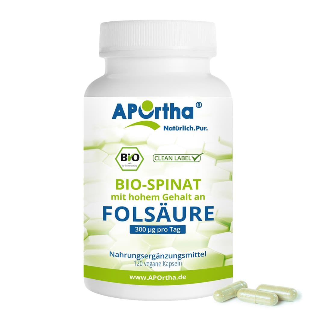 APOrtha® Bio-Spinat mit hohem Folsäure-Gehalt Kapseln