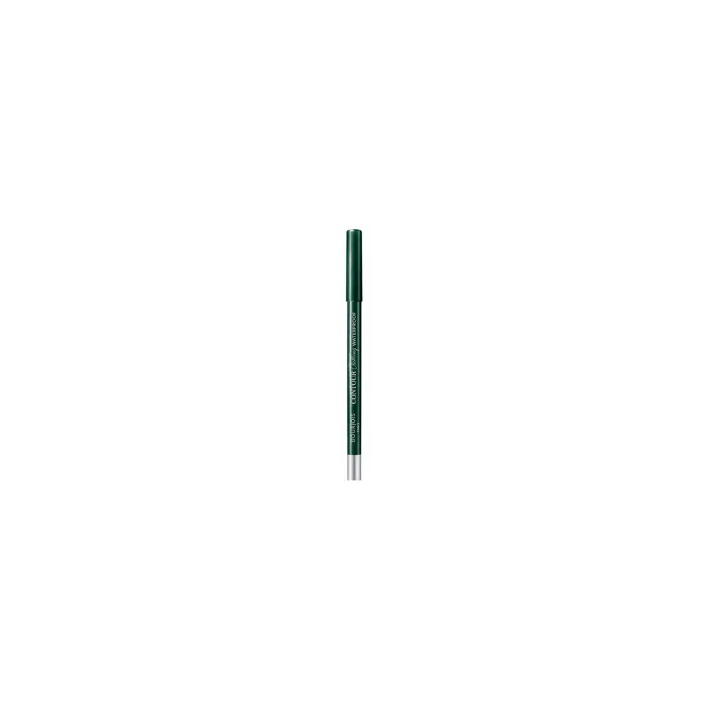 Grüner Eyeliner-Stift. Spitze, Stift und Kappe sind grün. Silberfarbener Schaft. Aufschrift.