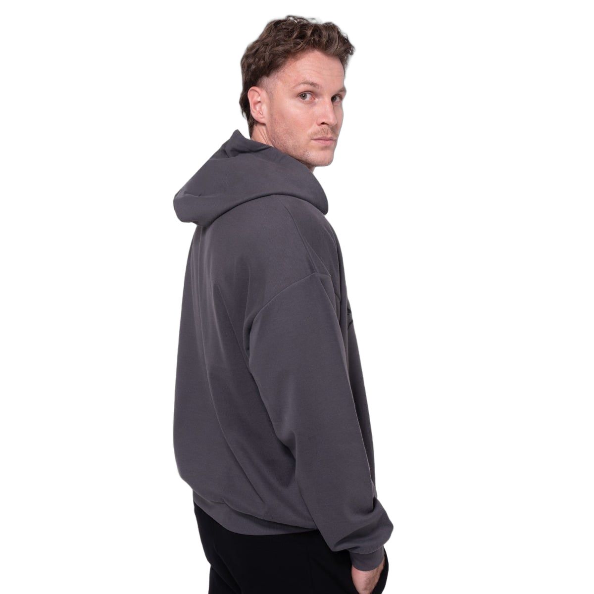 GymBeam Hoodie Herren Oversized mit Kapuze und Taschen in Grau Thorn