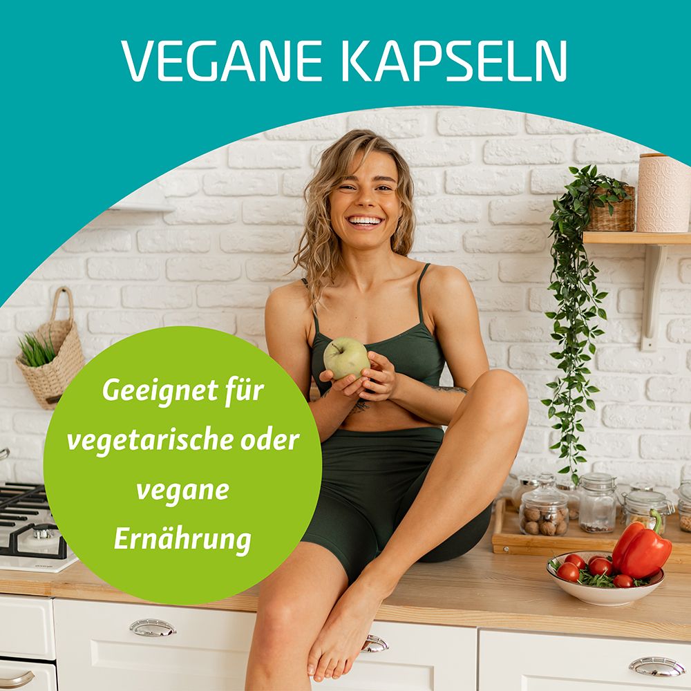 Vegane Kapseln: Geeignet für vegetarische oder vegane Ernährung.