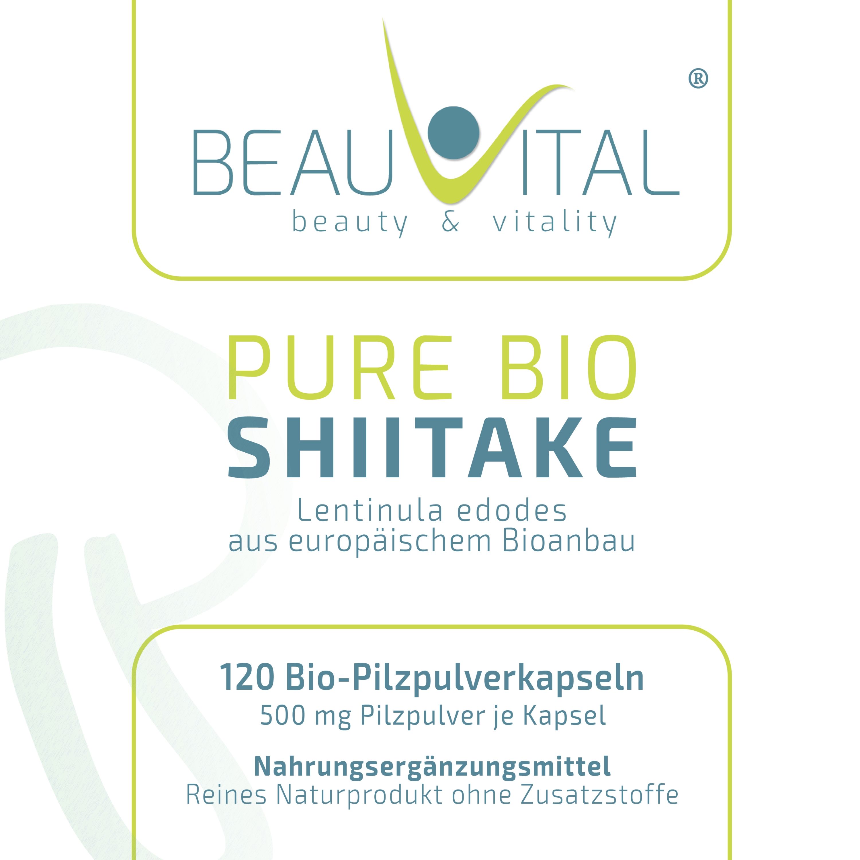 BEAUVITAL® Pure Bio Shiitake Kapseln Lentinula edodes aus EU-Anbau