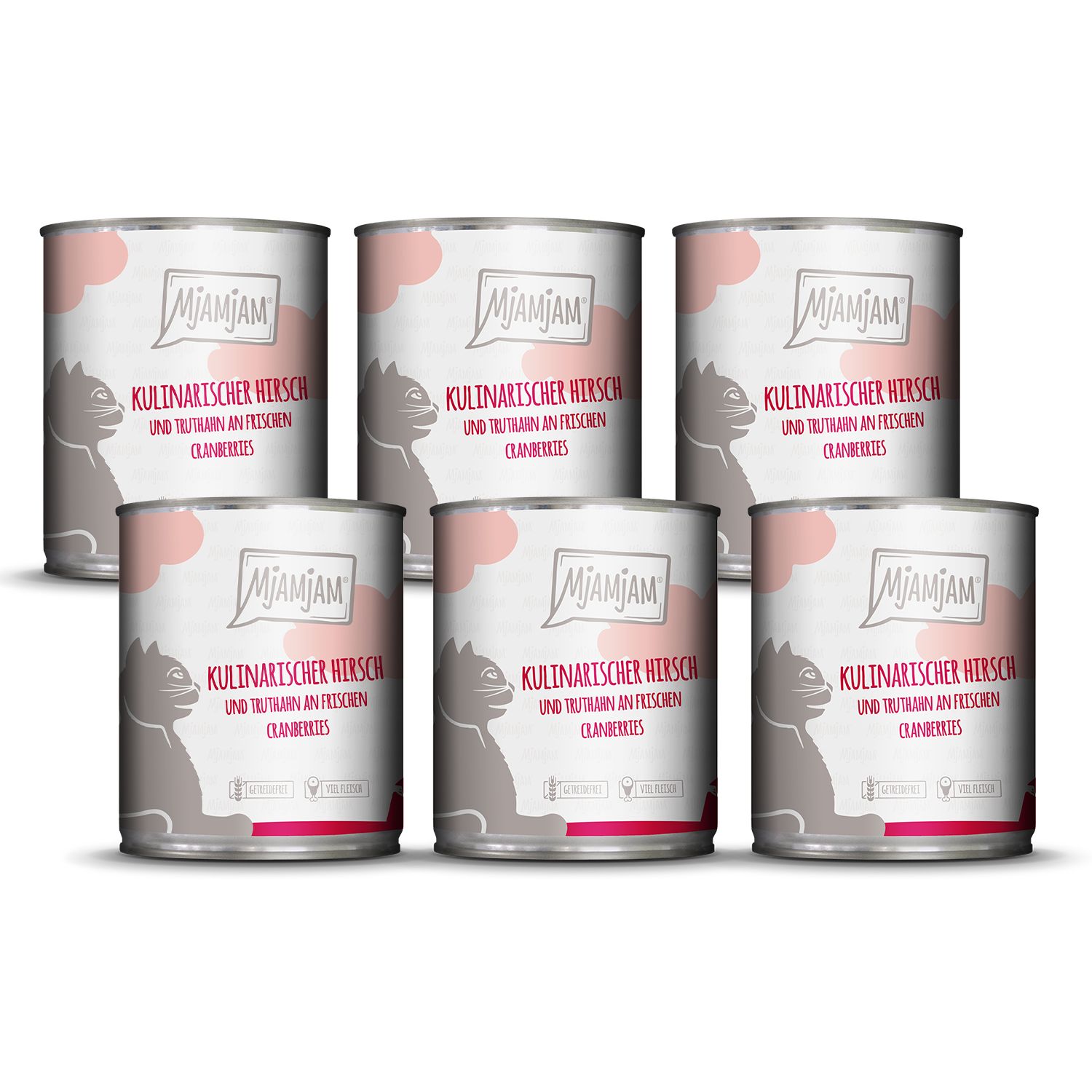 MjAMjAM - Kulinarischer Hirsch & Truthahn an frischen Cranberries 6x800 g Futter