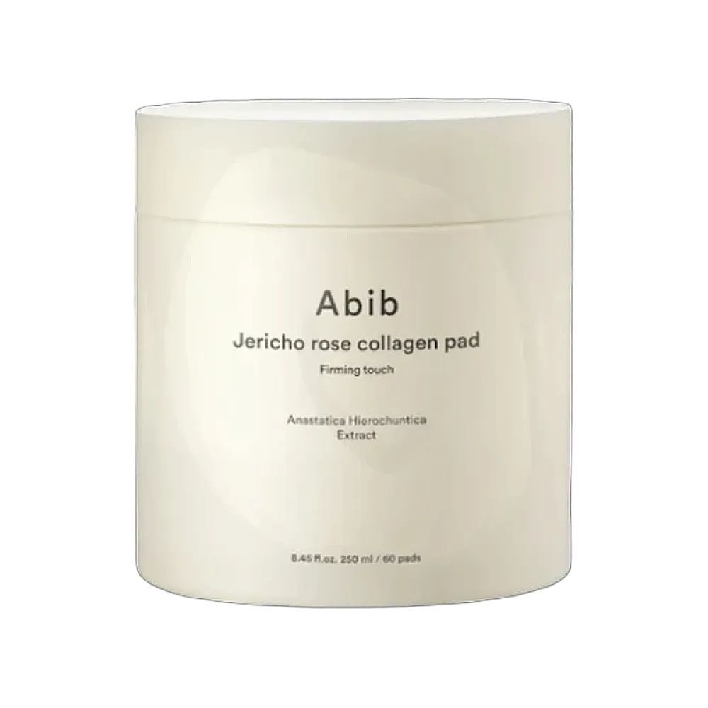 Abib Jericho Rose Collagen Pad Behälter mit Beschriftung.