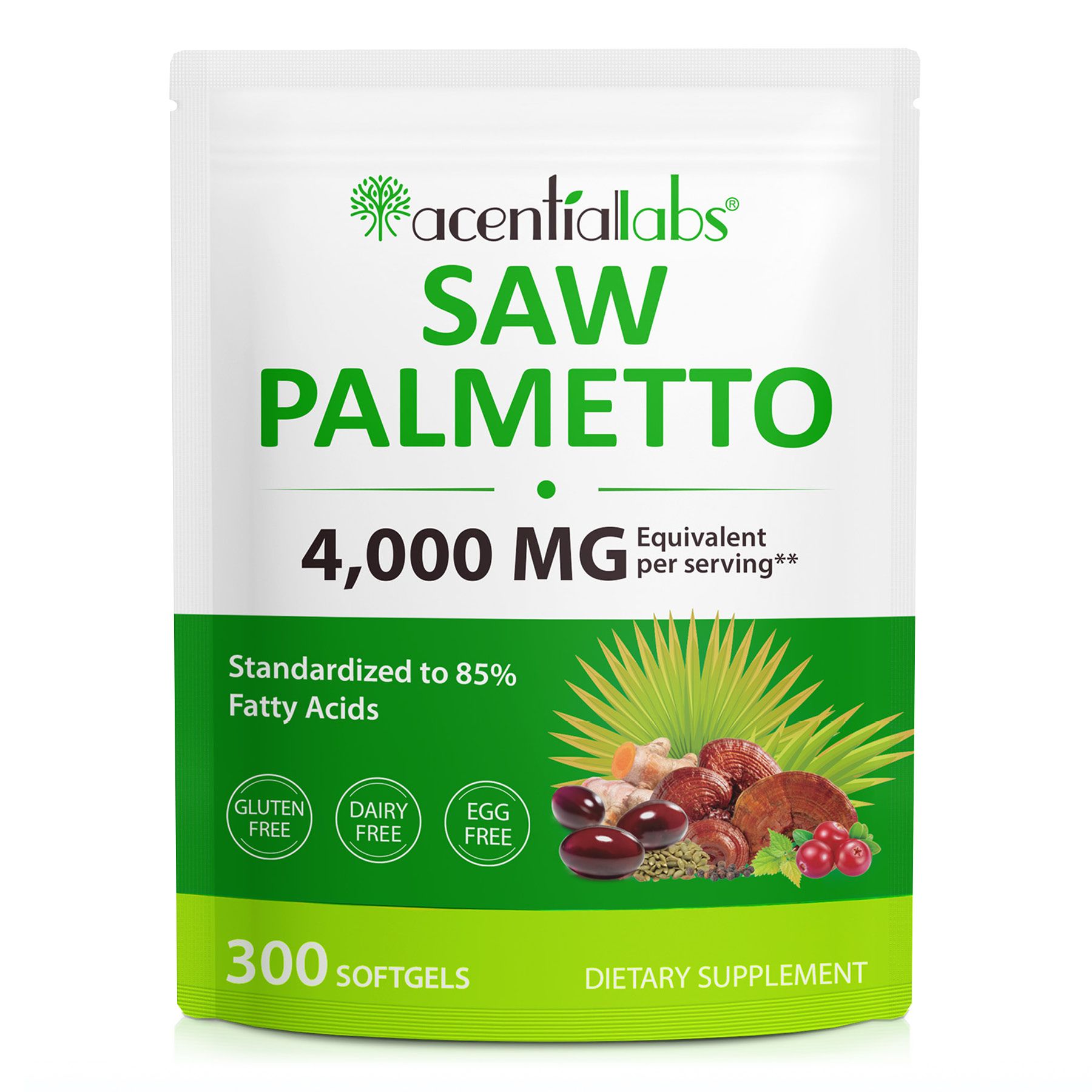 Acentiallabs Capsule molli ad alto dosaggio di estratto di Serenoa repens e olio di semi di zucca