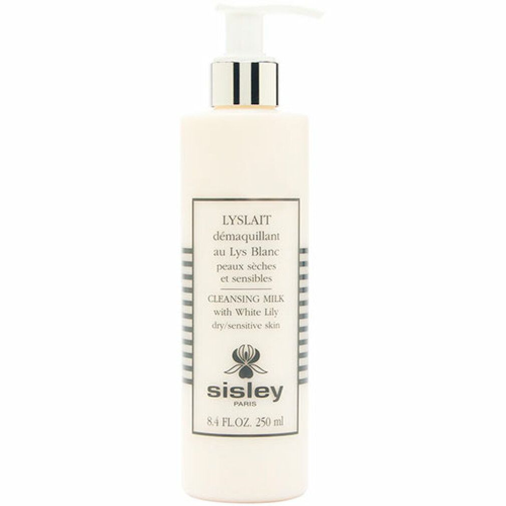 Weiße Flasche mit Pumpspender, Sisley Lyslait Reinigungsmilch, 250 ml.