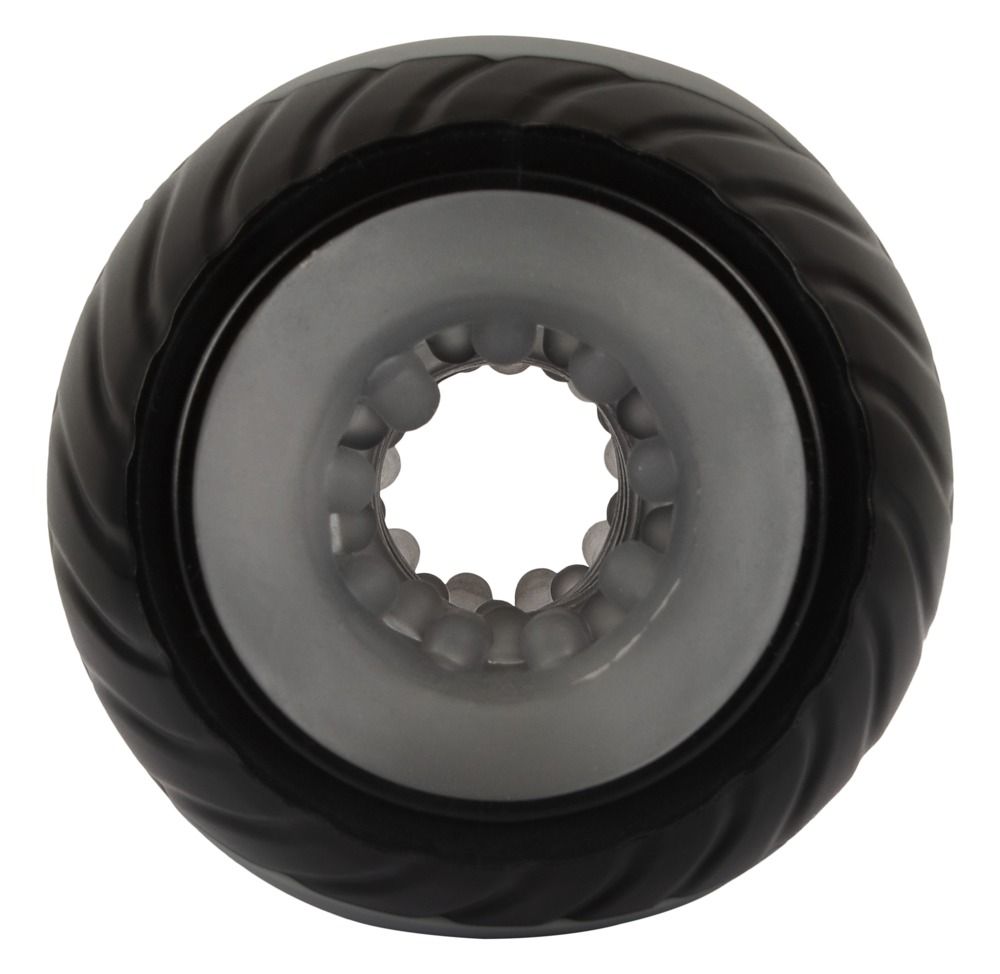 Zylindrisches Produkt mit gewellter Oberfläche und Innenraum. Innenraum mit Noppen.