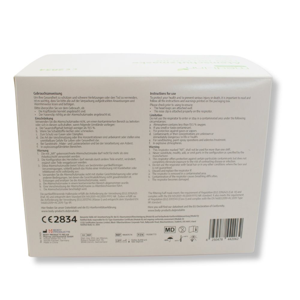 Medi-Inn Atemschutzmasken FFP2 NR, Typ IIR, 3-lagig, weiß