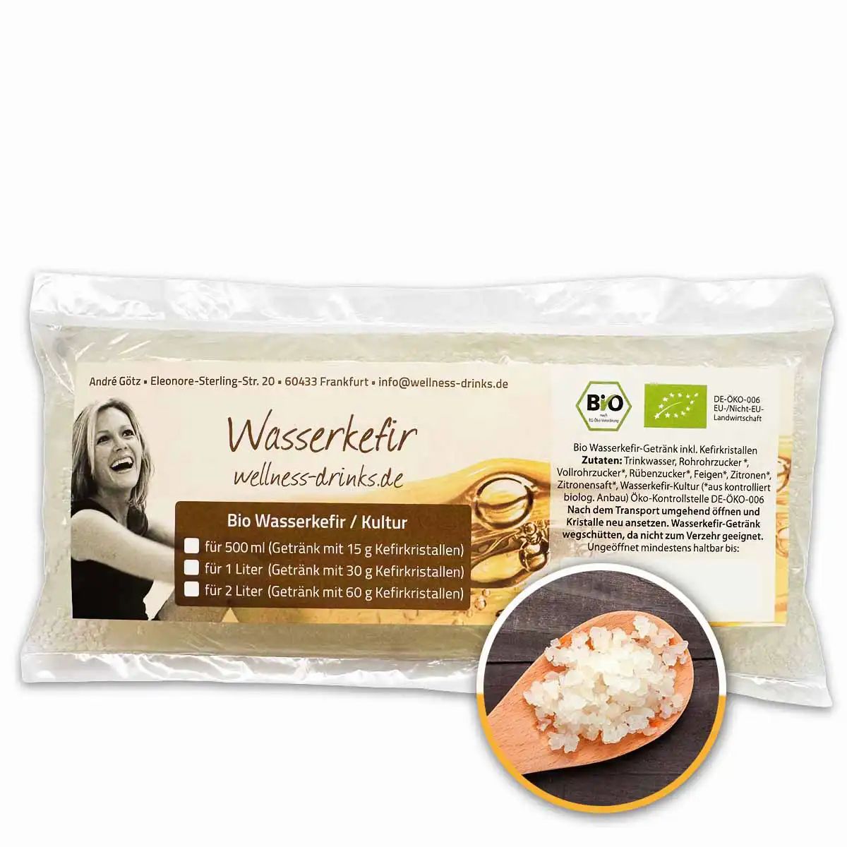WELLNESS-DRINKS Bio-Wasserkefir mit lebenden Kefirkristallen