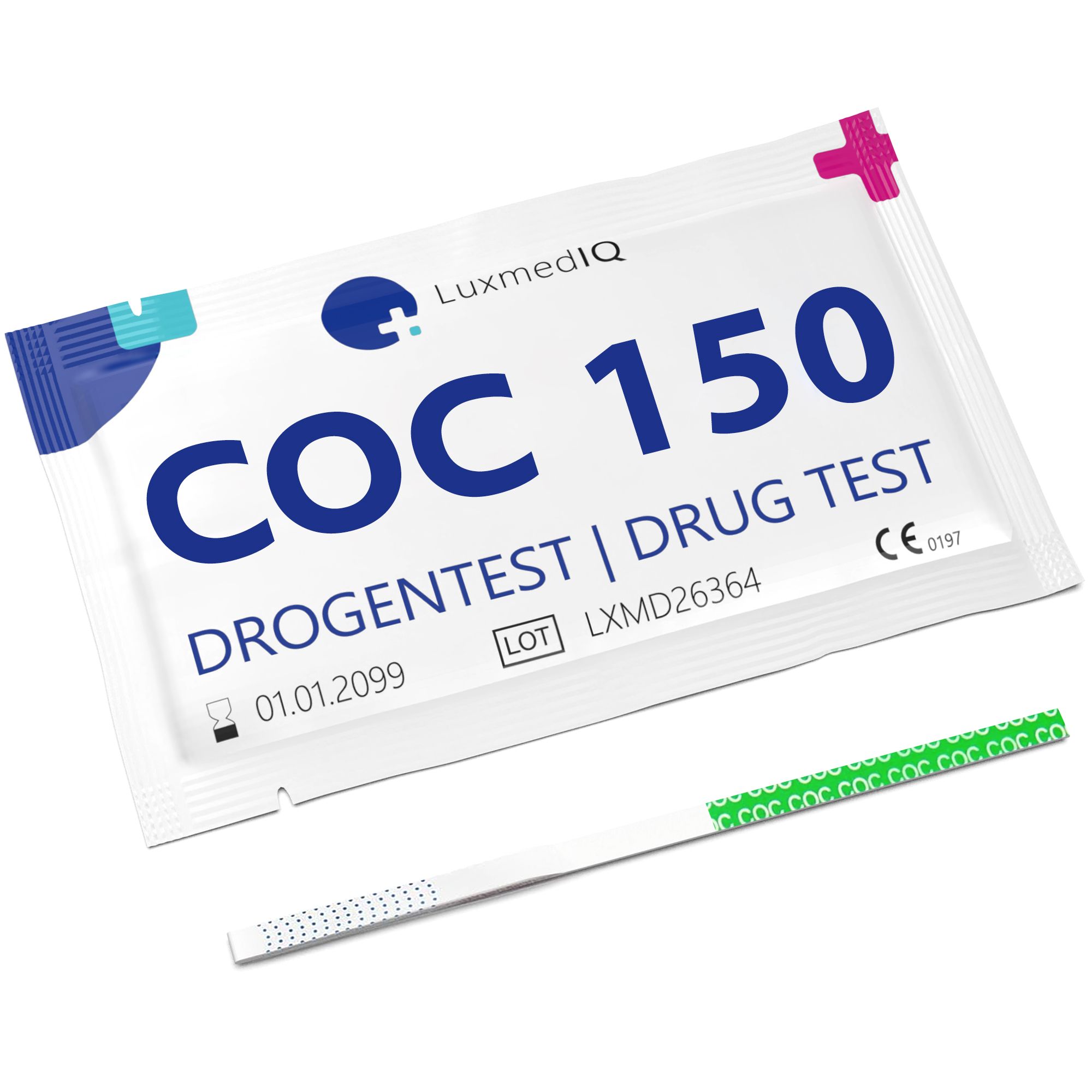 LuxmedIQ Drogenschnelltest für Kokain - Urin Drogentest Koks Crack - Cutoff 150 ng/mL