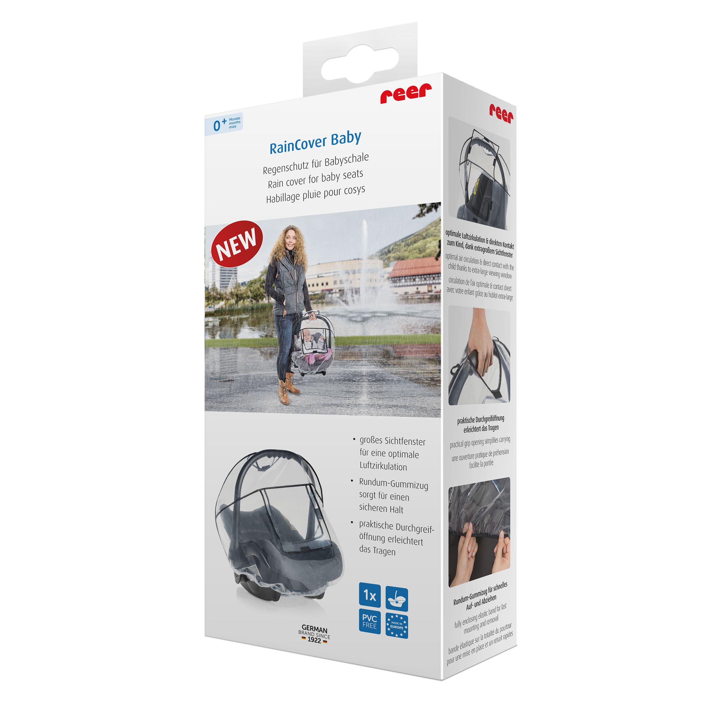 reer RainCover Baby Regenschutz für Babyschale, Regenverdeck, Regenhaube