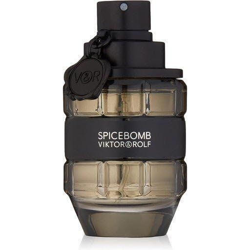 SPICEBOMB-Flakon. Granatenförmiger Flakon, schwarz und transparent. Aufschrift SPICEBOMB VIKTOR & ROLF.
