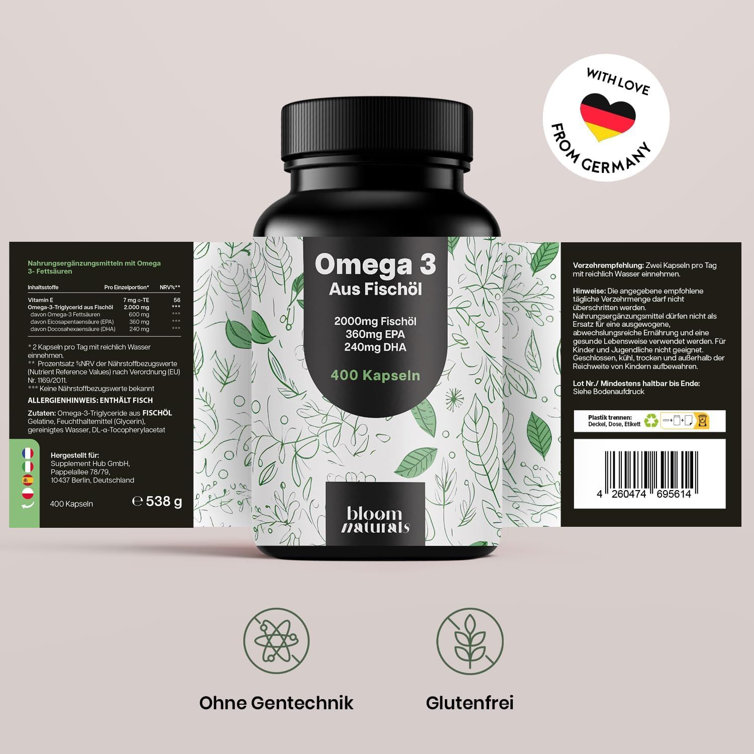 Bloom Naturals Omega 3 Fischöl Kapseln