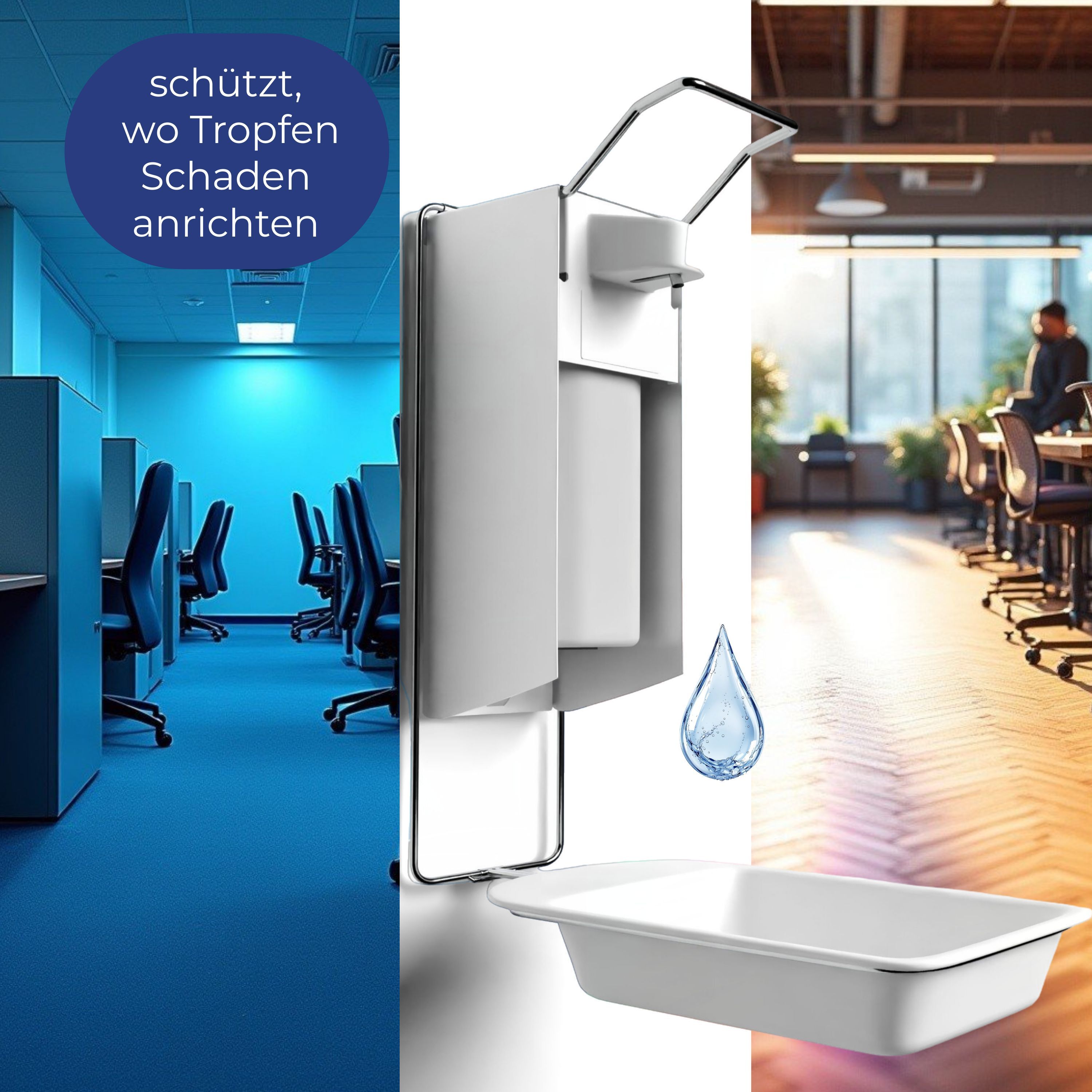 Horn Medical Desinfektionsmittel- / Seifen-Wandspender inkl. Abtropfschale