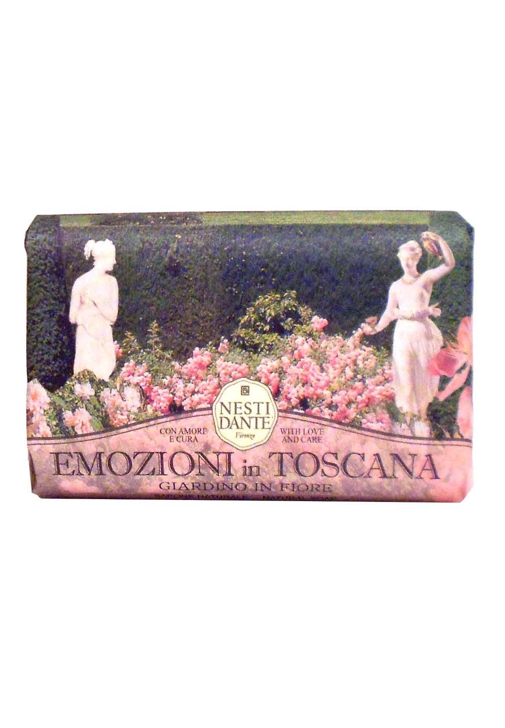 Nesti Dante Seife Emozioni in Toscana, Giardino in Fiore. Verpackung mit Blumen und Statuen.