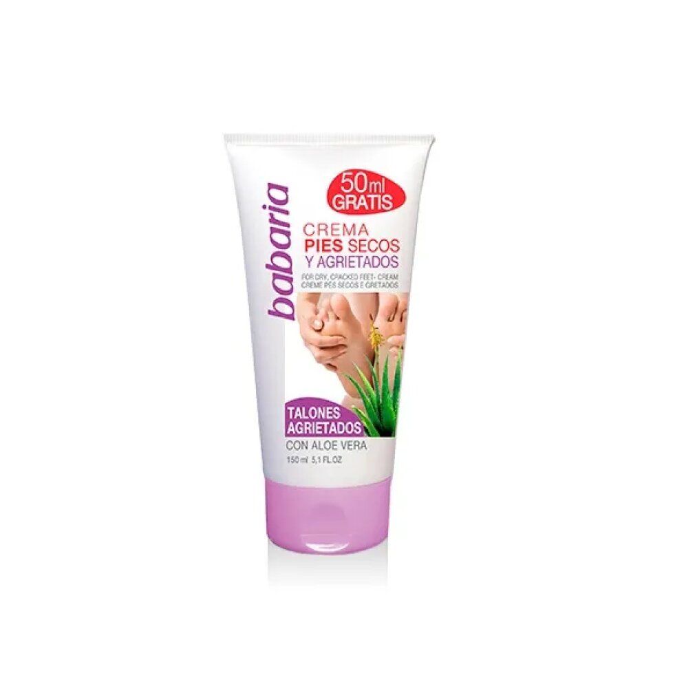 Weiß-lila Tube mit Produktnamen und Text. Enthält Aloe Vera. 150 ml.