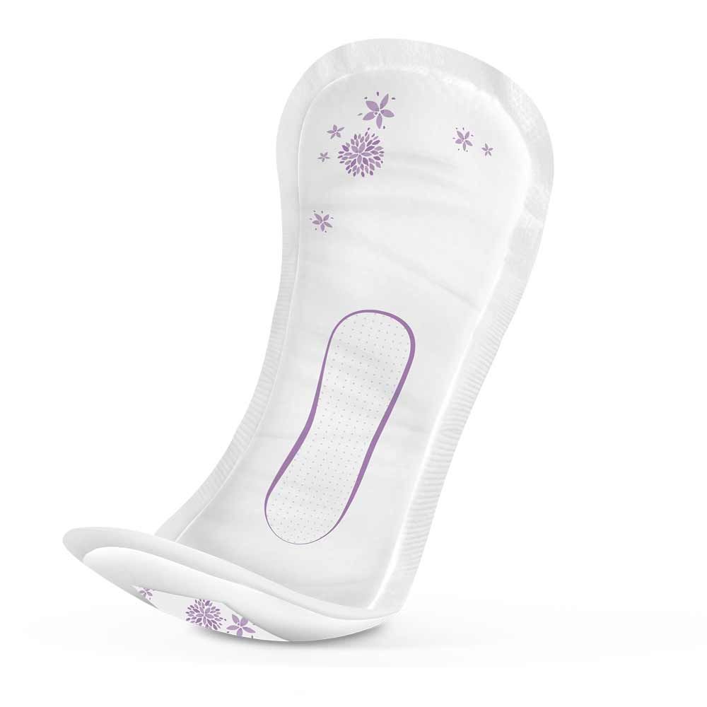 Weiße Einlage mit lila Akzenten und floralen Mustern. Produktname nicht sichtbar.