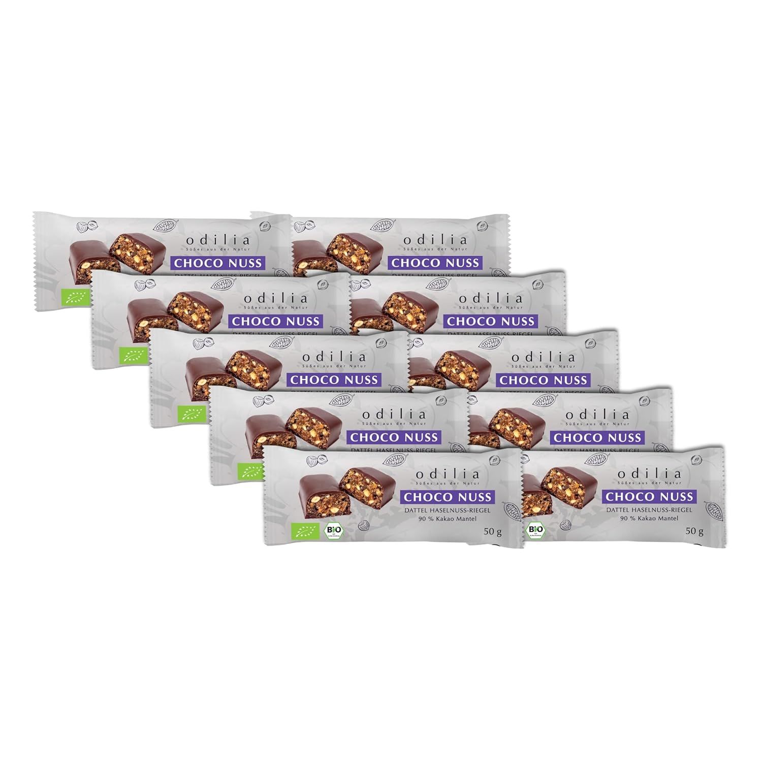odilia Choko Nuss Bio Dattel-Haselnussriegel 10x50 g Riegel