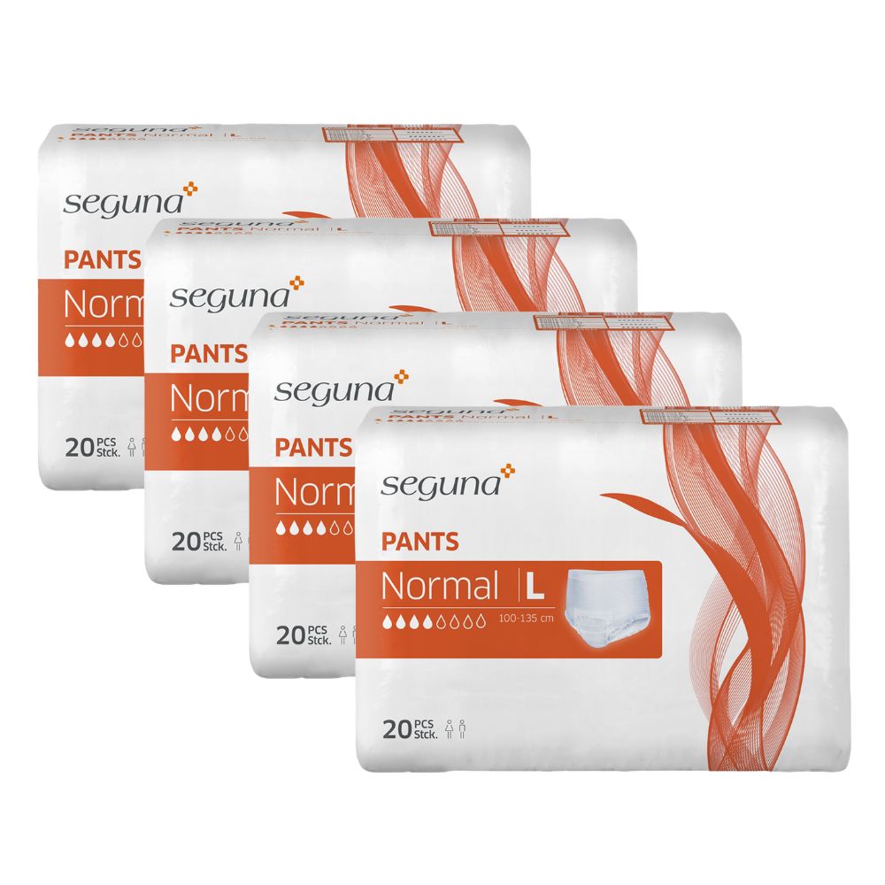 Vier Packungen SEGUNA Pants Normal L. Verpackung mit 20 Stück.