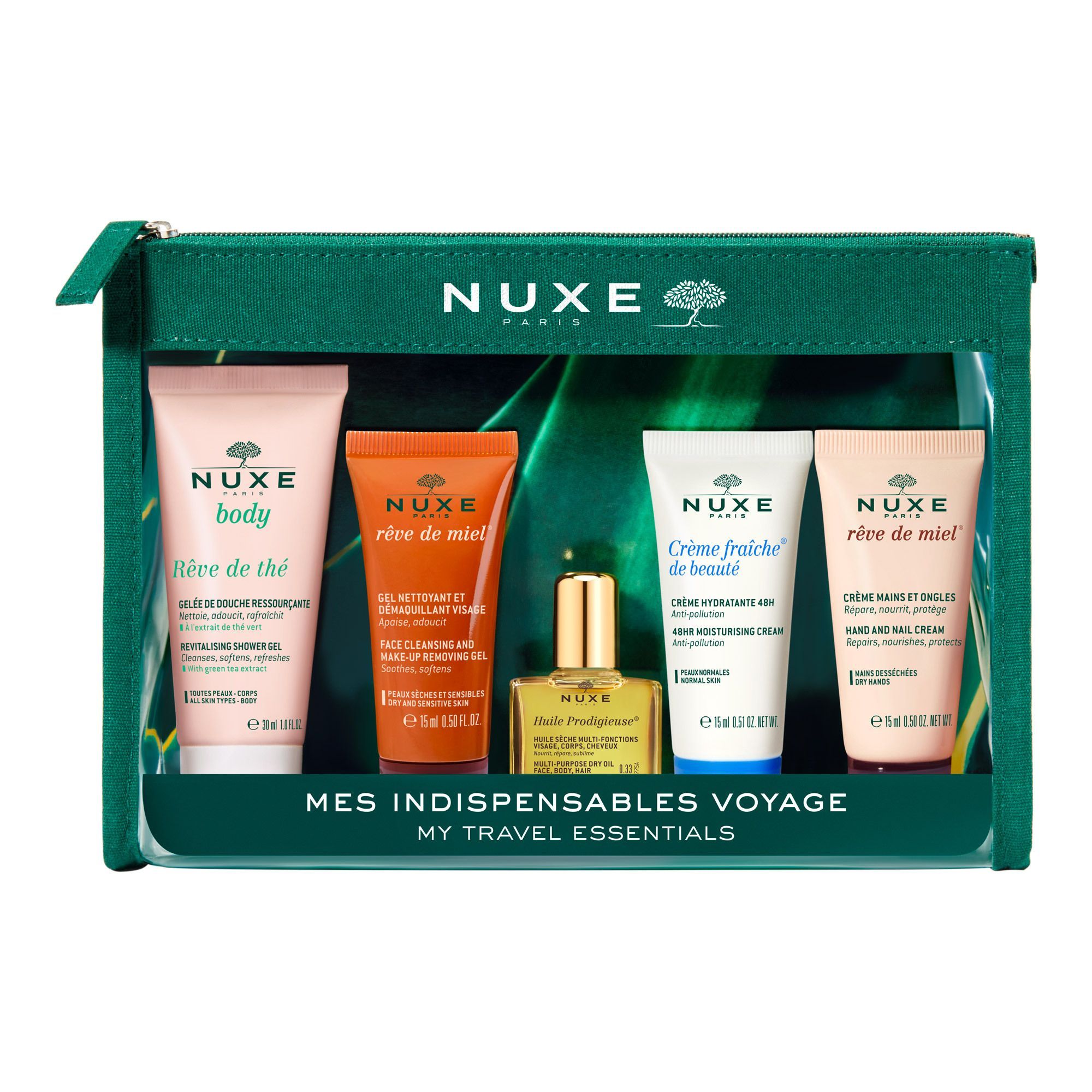 NUXE Kennenlern-Set mit Duschgel, Gesichtscreme, Reinigungsgel und Handcreme