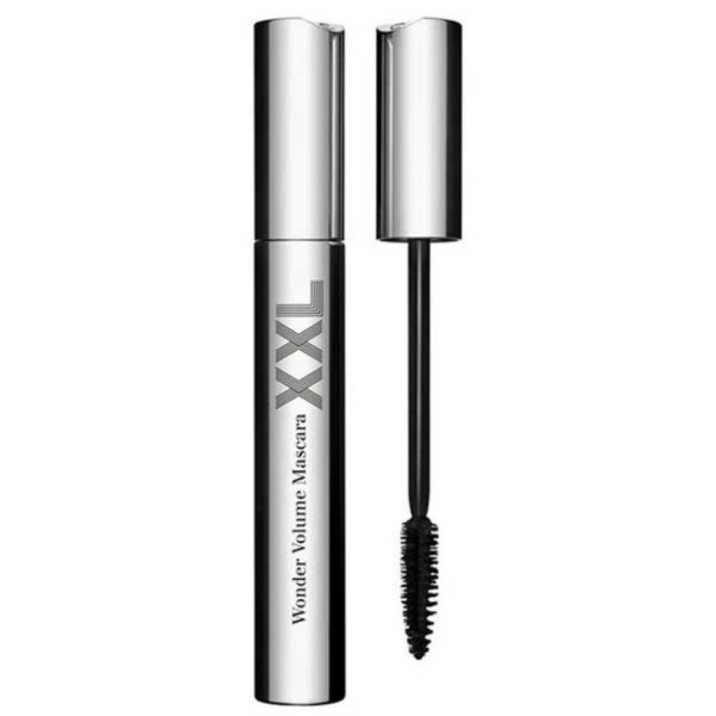 Silberne Mascarahülse mit schwarzer Bürste. Aufschrift: XXL Wonder Volume Mascara.