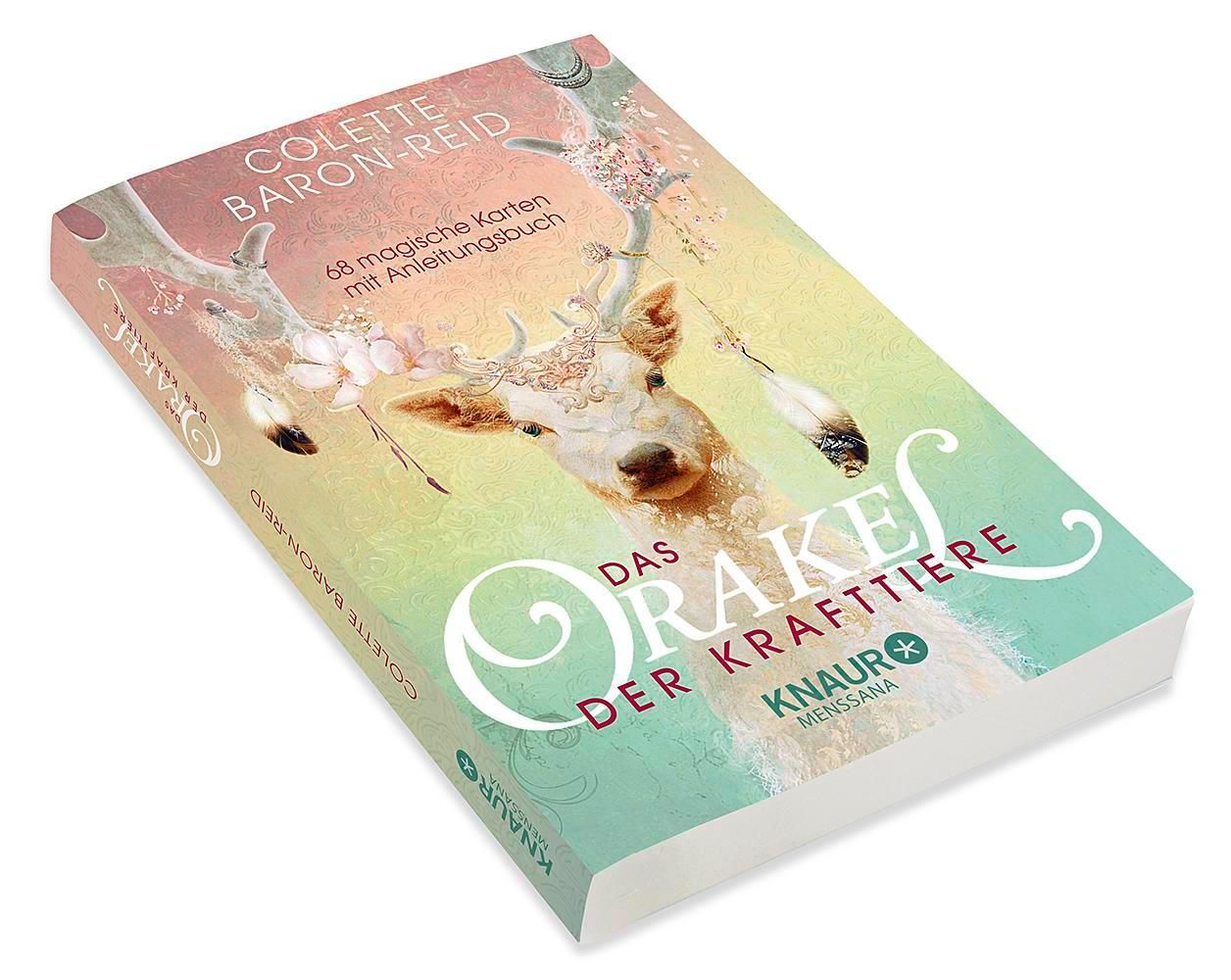Buch "Das Orakel der Krafttiere". Auf dem Cover ist ein Hirsch abgebildet. Titel und Autor sind sichtbar.