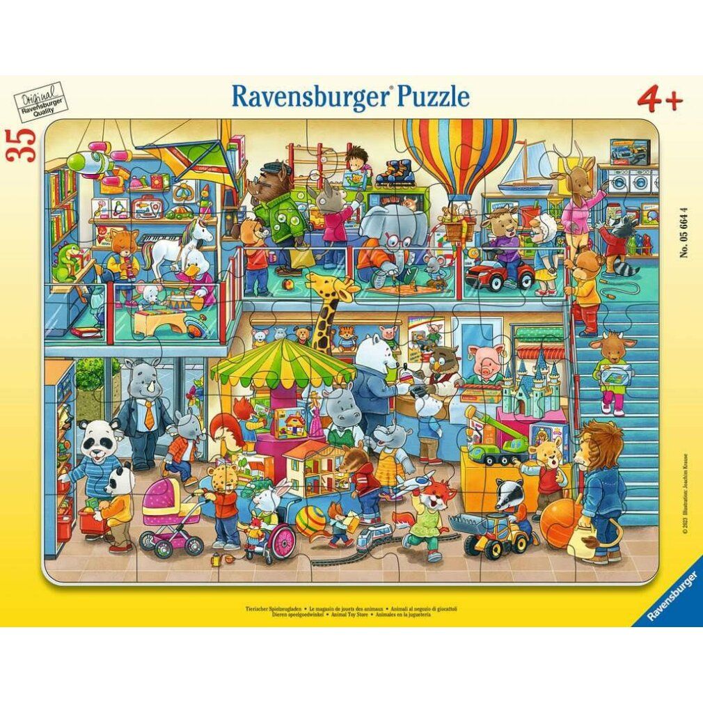 Kinderpuzzle Tierischer Spielzeugladen (35 Teile, Rahmenpuzzle)