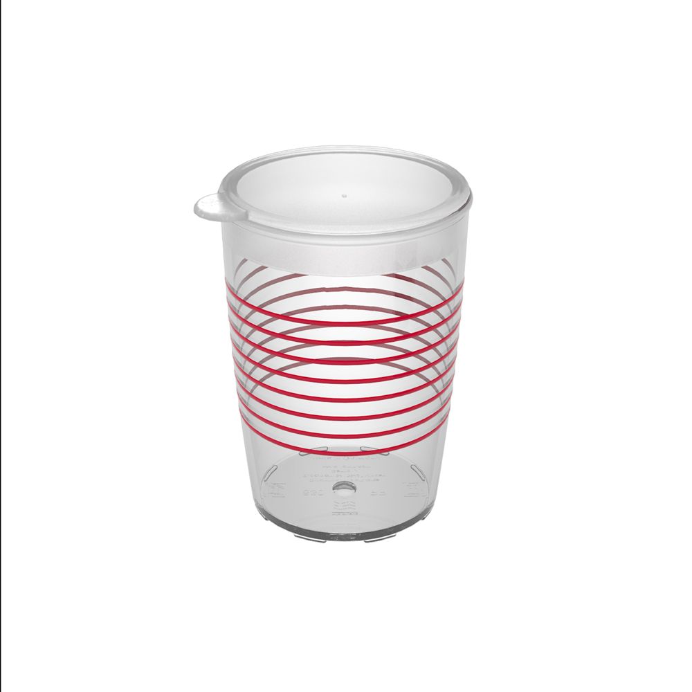 ORNAMIN Becher 830 Ringe rot mit geschlossenem Aufsatz