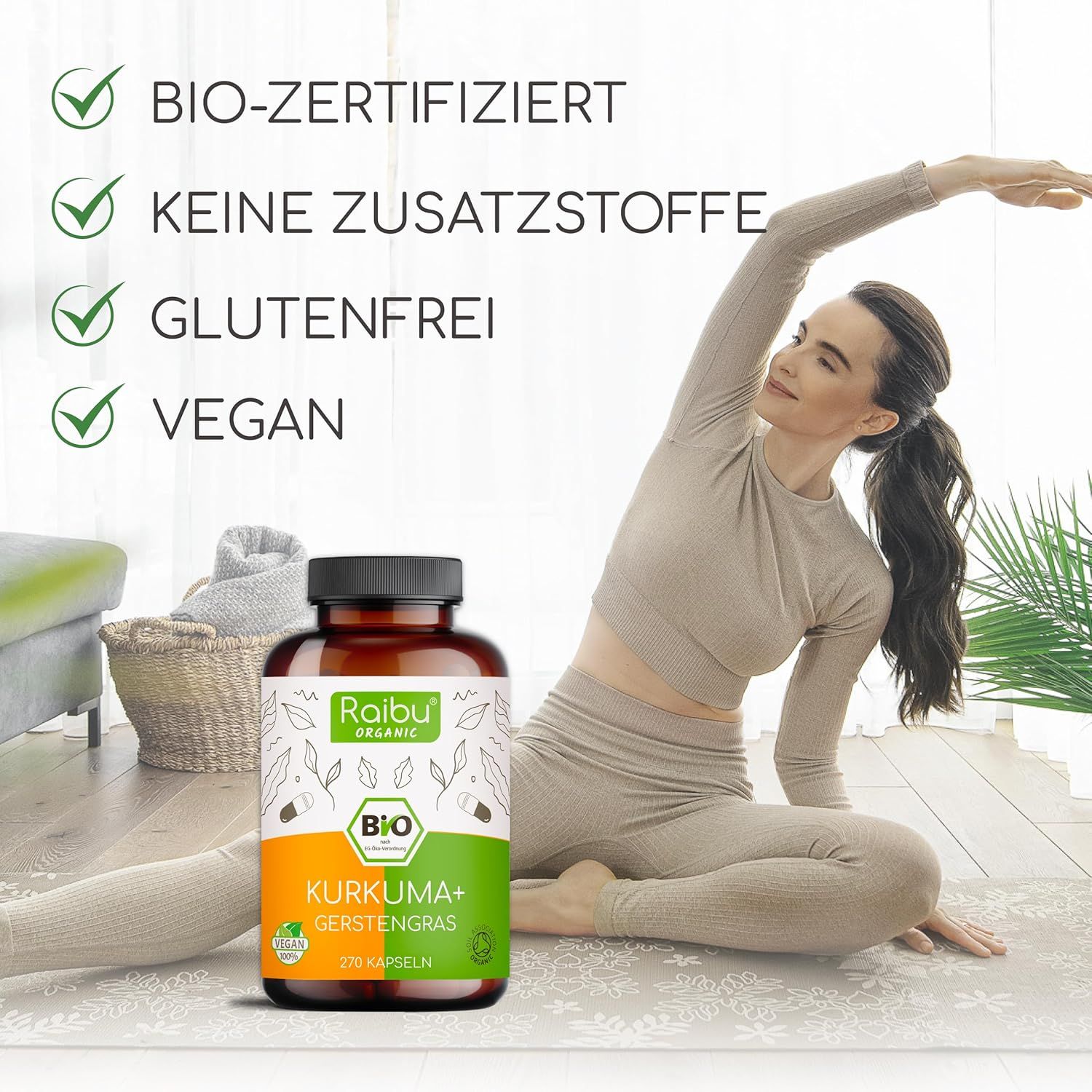 BIO Kurkuma Gerstengras Kapseln hochdosiert - RAIBU