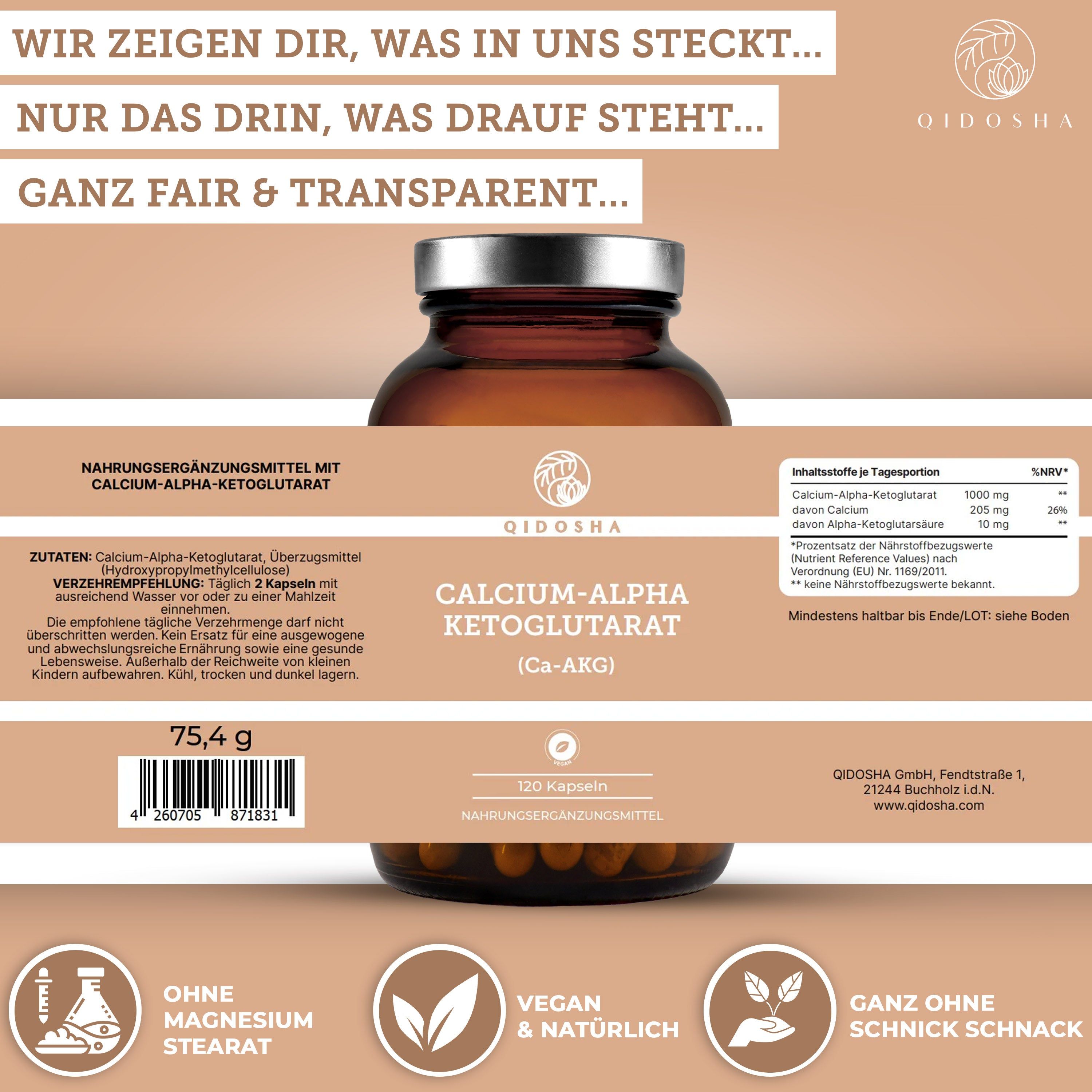 QIDOSHA Calcium-Alpha-Ketoglutarat (Ca-AKG)