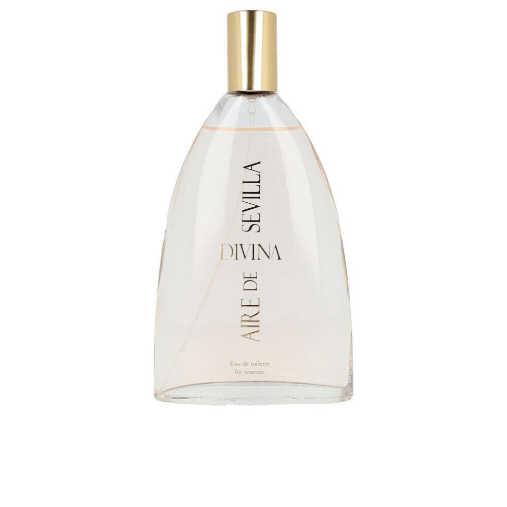 Parfümflasche mit goldener Kappe. Aufschrift: Aire de Sevilla Divina. Eau de toilette for women.