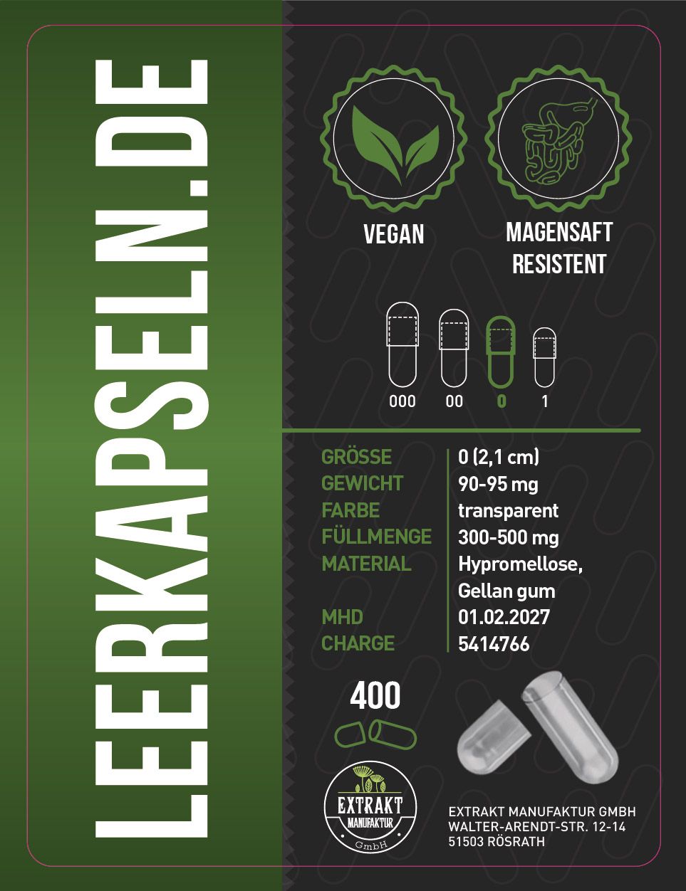 Extrakt Manufaktur SET 0 Kapselfüller + magensaftresistente Kapseln