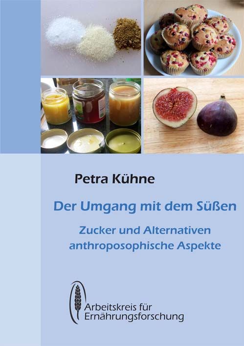 Buchcover: "Der Umgang mit dem Süßen". Titel und Autor sichtbar. Oben: Zucker, Muffins, Feigen. Unten: Honig, Marmelade.