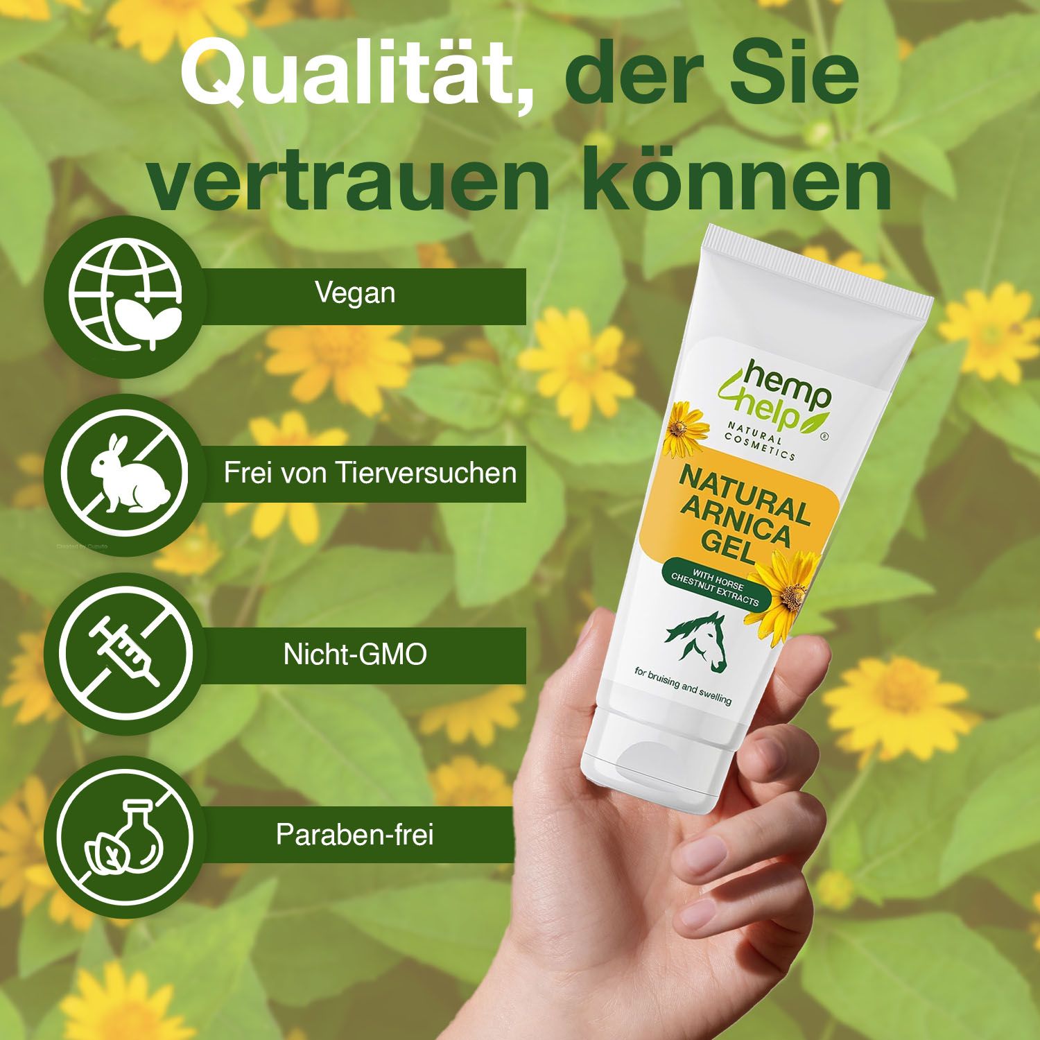 H4H Naturals® Arnika Salbe & Pferdesalbe Gel Linderung bei Knie, Gelenk, Nacken & Muskel