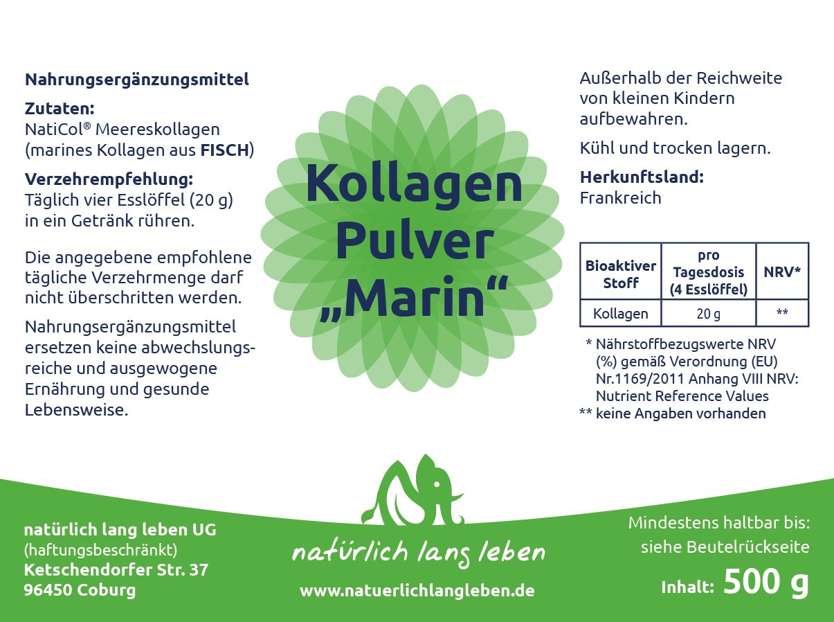 natürlich lang leben Kollagen Pulver Marin, Naticol®