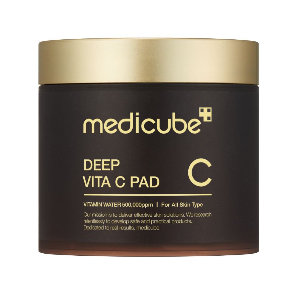 Medicube Deep Vita C Pad Spender mit goldfarbenem Deckel.