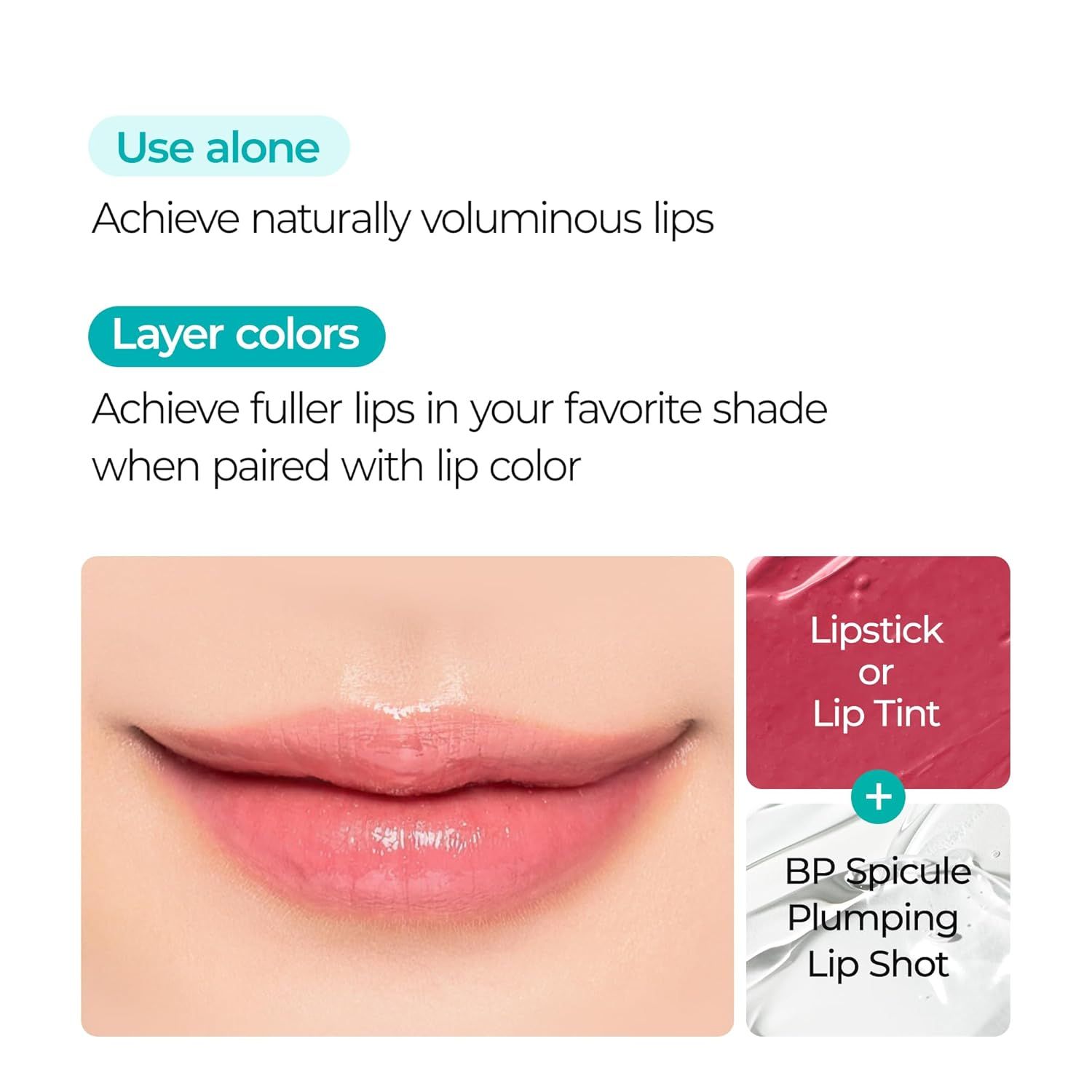 Lippen mit BP Spicule Plumping Lip Shot für vollere Lippen.
